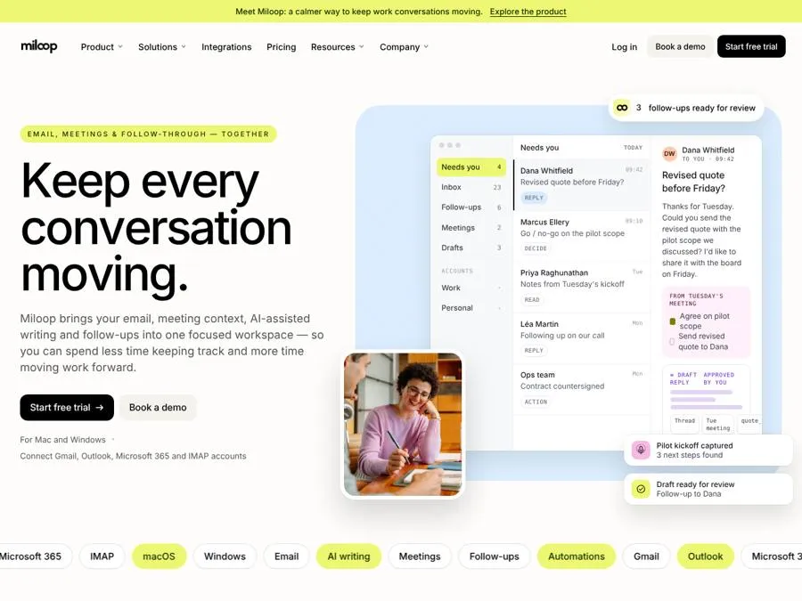 Miloop homepage